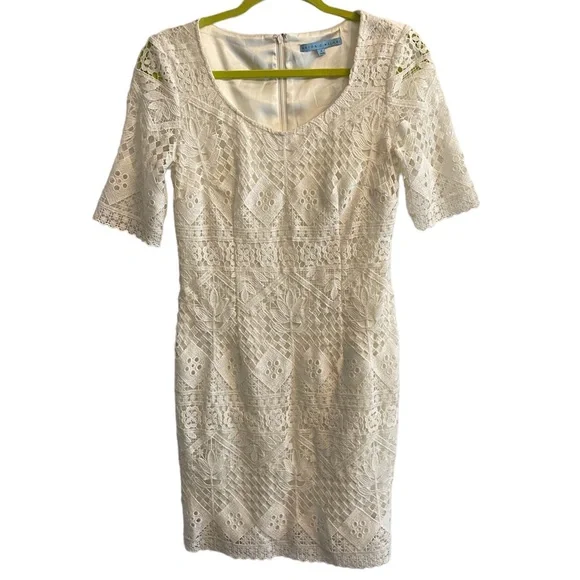 antonio melani white lace dress Antonio Melani White Lace Dress 3/4 Sleeve 🤍